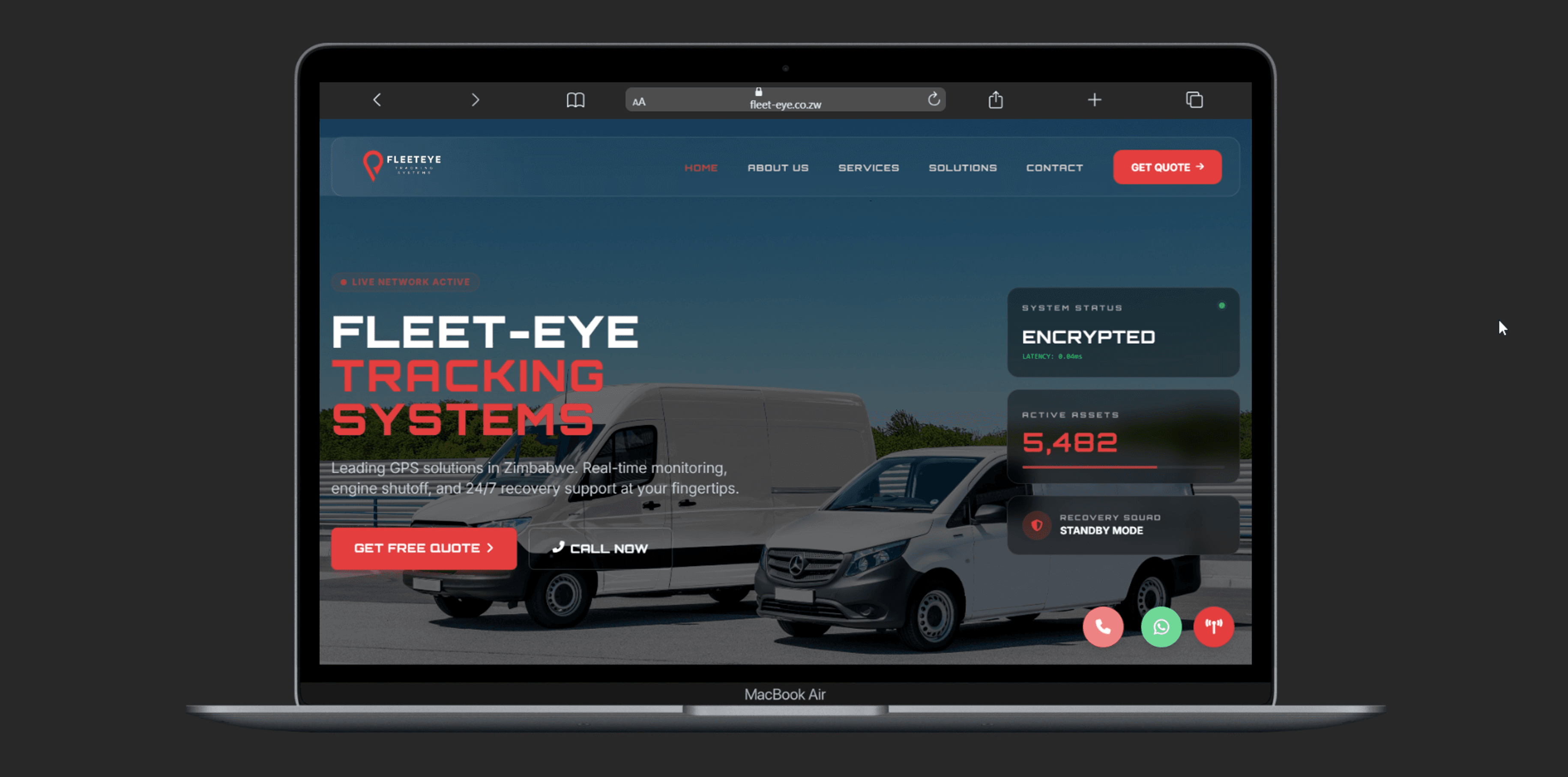 Fleet-Eye tracking systems website preview