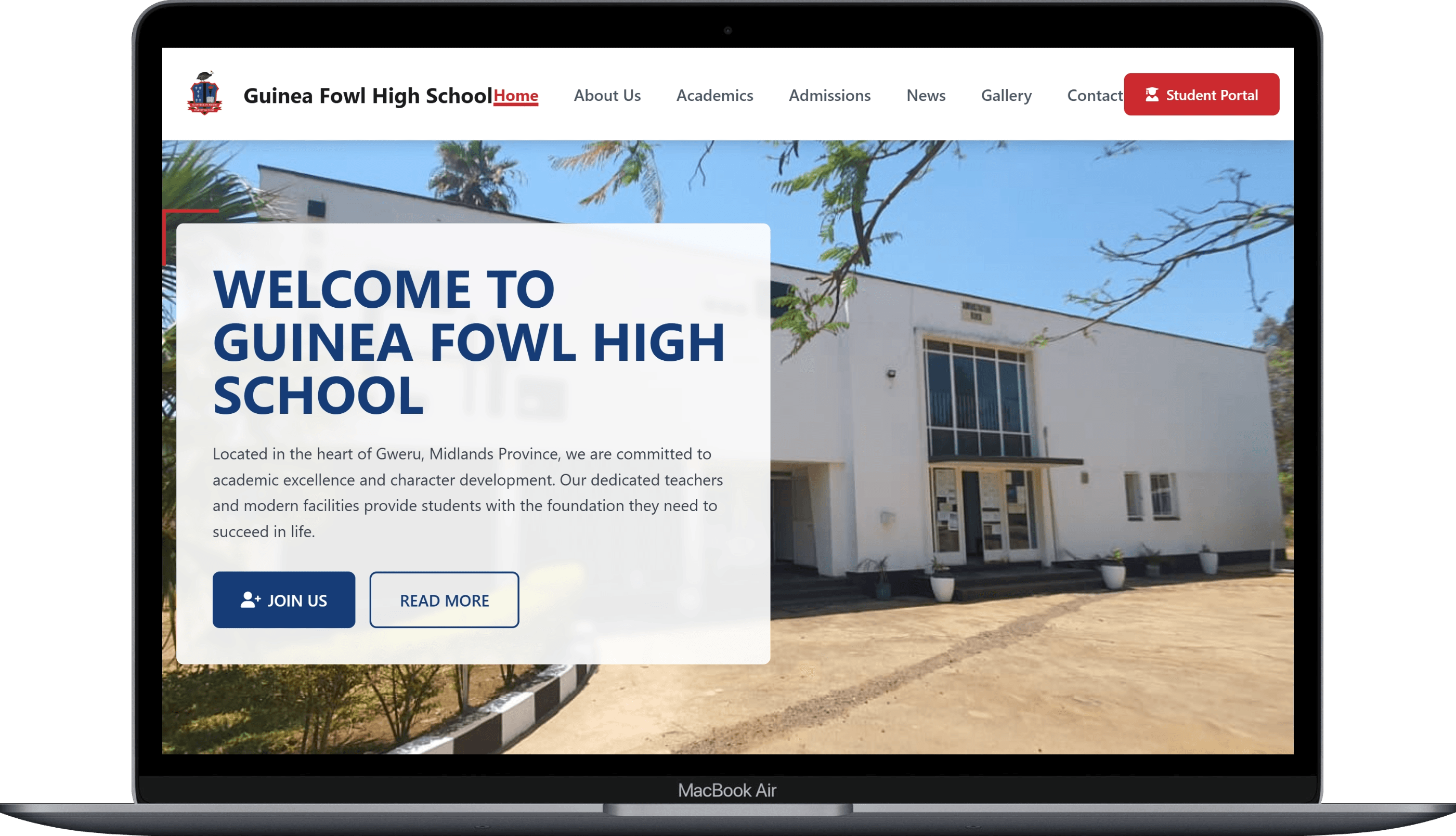 Guinea Fowl High School website screenshot