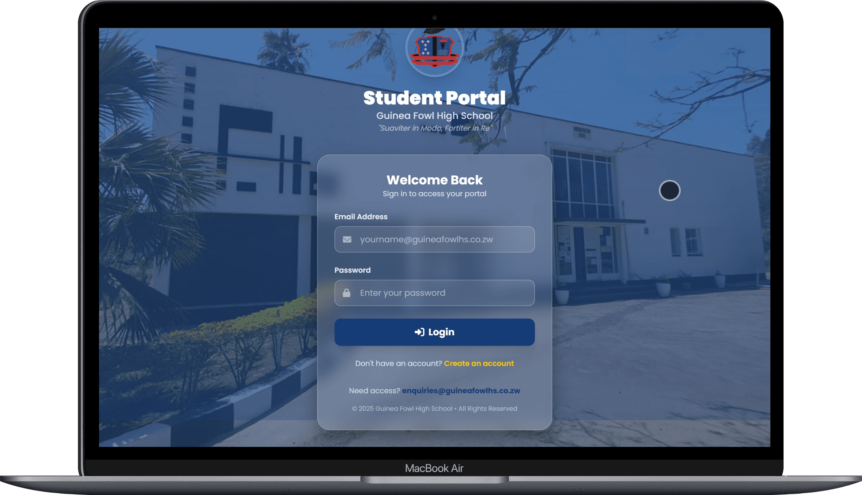 Guinea Fowl High School student portal screenshot
